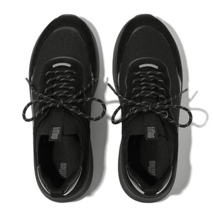 Fitflop F-Mode Suede/Knit Slip-On Laced Sneaker All Black